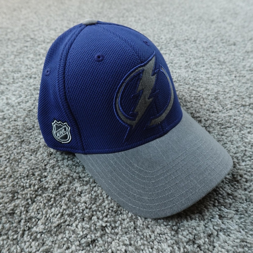 NEW Tampa Bay Lightning Hat Cap‎ Mens XL Blue Gray NHL Hockey Reebok Flex Fit
